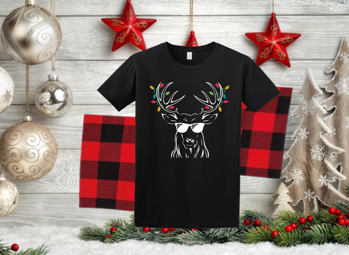 Reindeer Christmas Lights  Tee