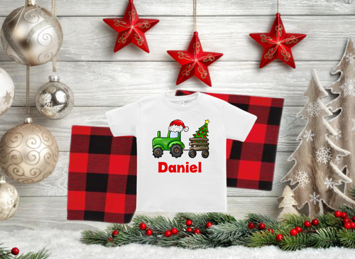 Christmas Tractor Custom Tee